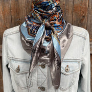 35X35" Blue and Grey Safari Wild Rag / Scarf WR3399