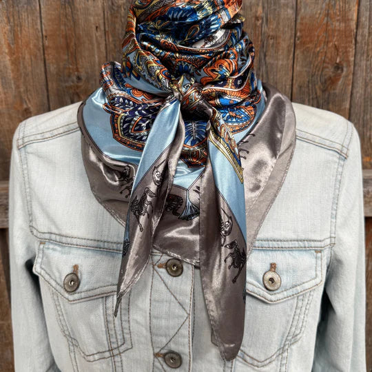 35X35" Blue and Grey Safari Wild Rag / Scarf WR3399