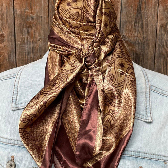 35X35" Earth Tones Paisley Wild Rag / Scarf WR3402