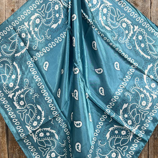 35X35" Blue & White Paisley Wild Rag / Scarf WR3414
