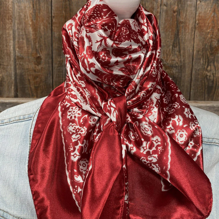35x35" Red & Cream Paisley Wild Rag / Scarf WR143