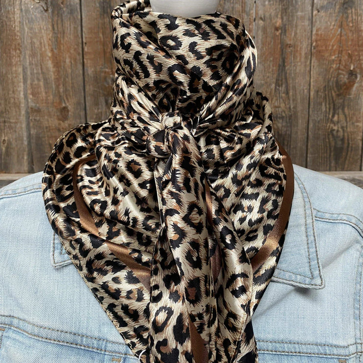 35X35" Tan Leopard Wild Rag / Scarf WR168