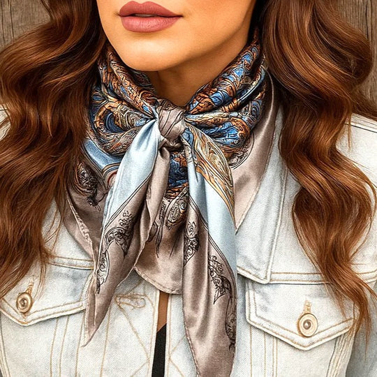35X35" Blue and Grey Safari Wild Rag / Scarf WR3399