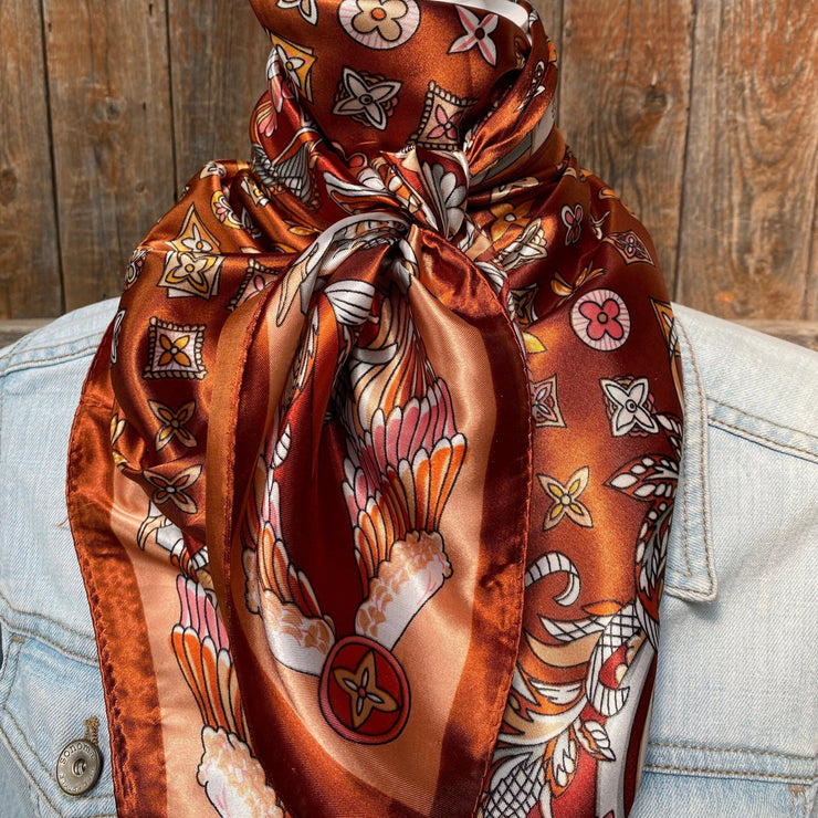 35X35"  Rust Multi-Floral Wild Rag/Scarf WR913